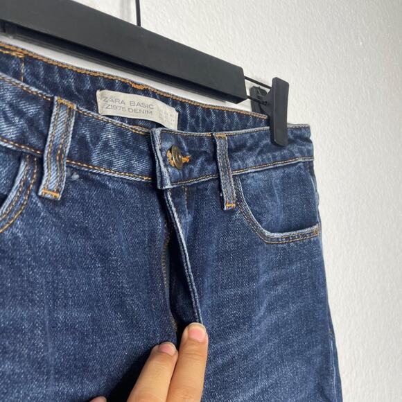 Zara Basic Womens Jeans Size 2 Dark Wash Denim Blue Skinny Leg Mid Rise - Picture 11 of 14